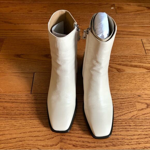 SAM EDELMAN WINNIE Ivory Leather Block Heel Bootie Women’s Size 8 - Picture 4 of 16